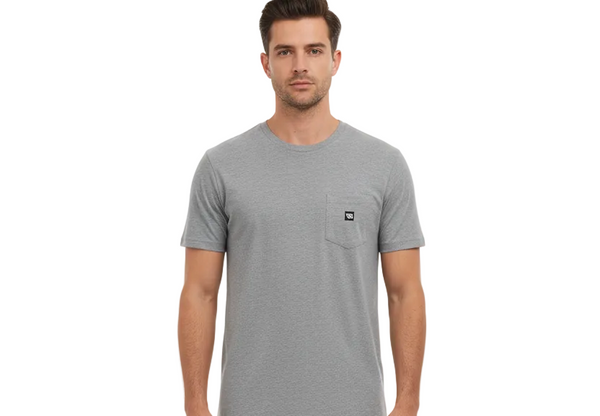 SATRAA- LOGO POCKET TEE HEATHER GREY