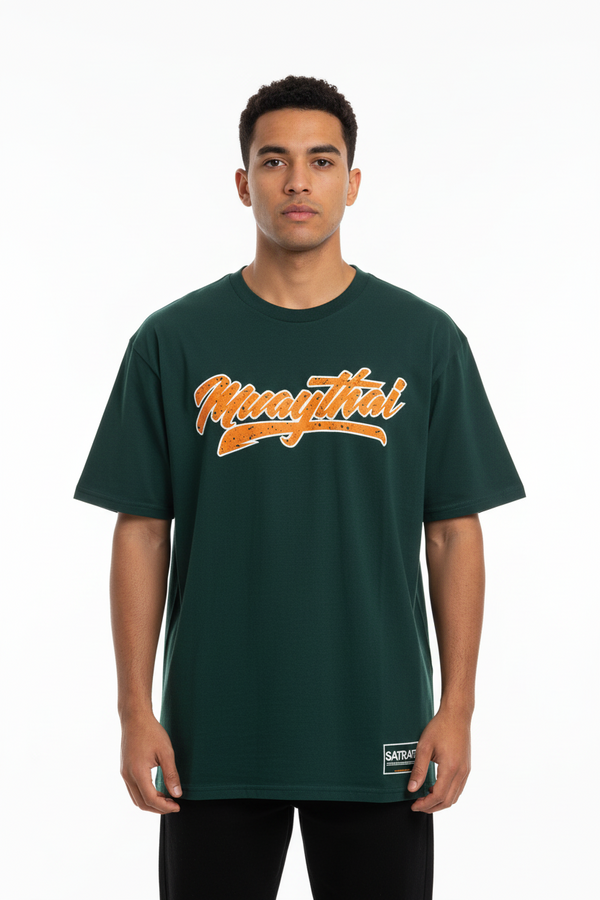 SATRAA - MUAY THAI FONT GREEN TEE