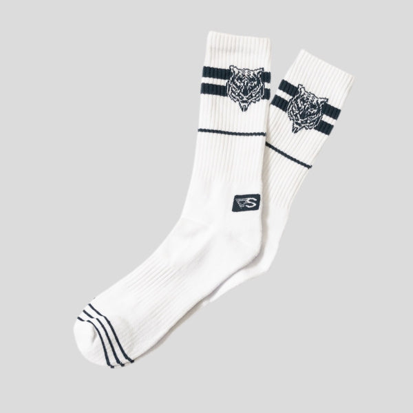 TIGER WHITE & NAVY SOCKS - 4 PACK